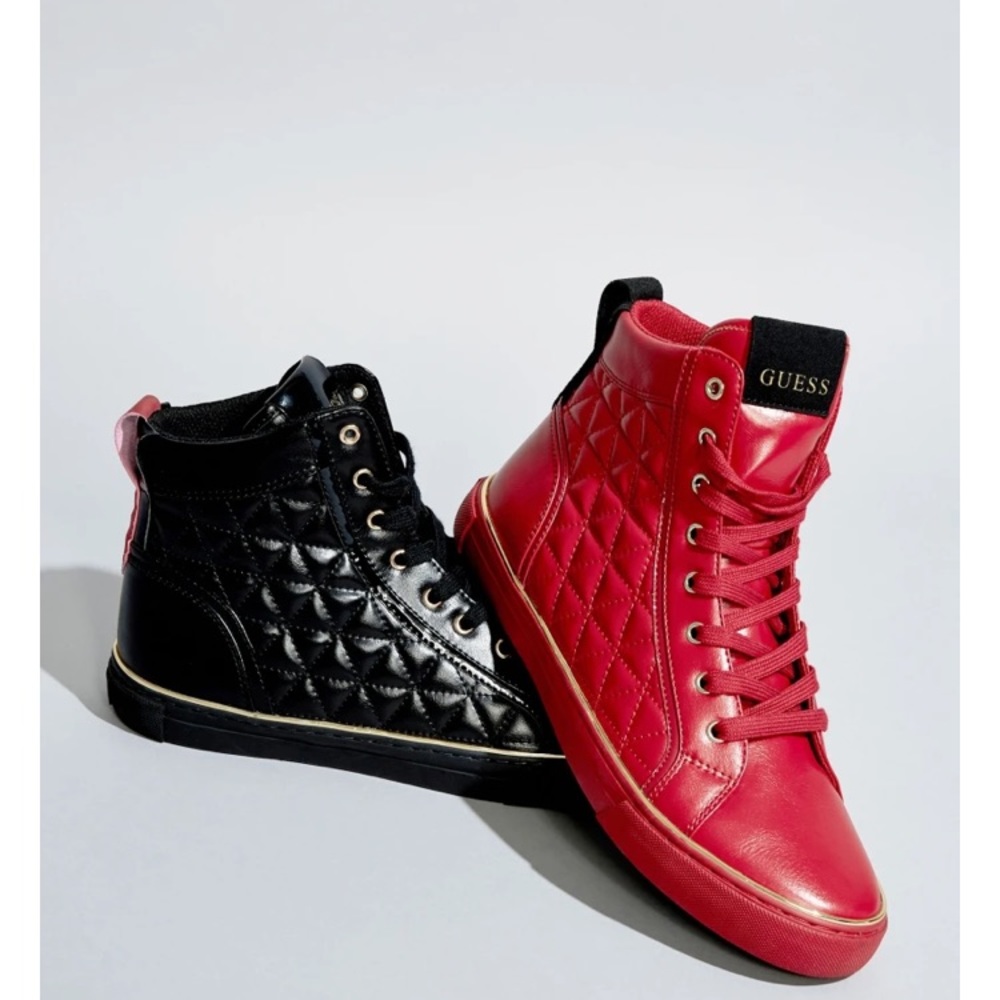 New GUESS Melo Quilted High-Top Sneakers - Picture 2 of 7